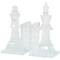 9.5" Clear Chess Oversized Bookends with Cut Crystal Designs Set